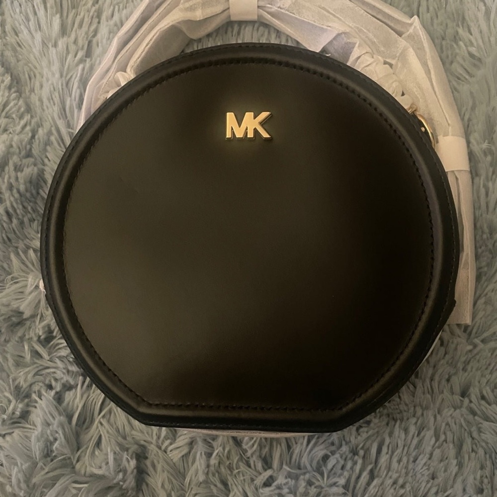 Michael Kors Black Circular Bag with Gold Logo